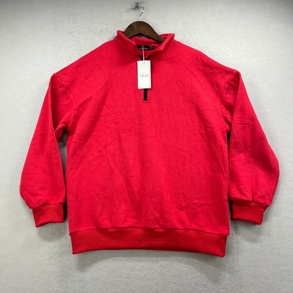 Trendy Queen Quarter Zip Sweatshirt Womens M Red Fleece Athleisure Pullover NEW